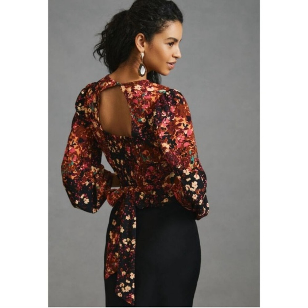 Anthropologie Colourful V-Neck Long Sleeve Blouse